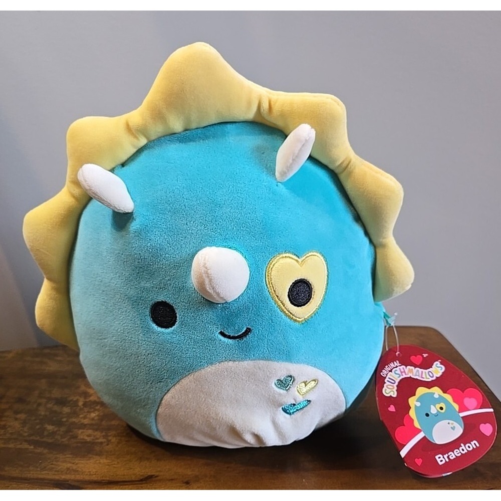 Squishmallows Braedon Triceratops Dinosaur 8" Plush Toy Stuffed Animal Blue NEW